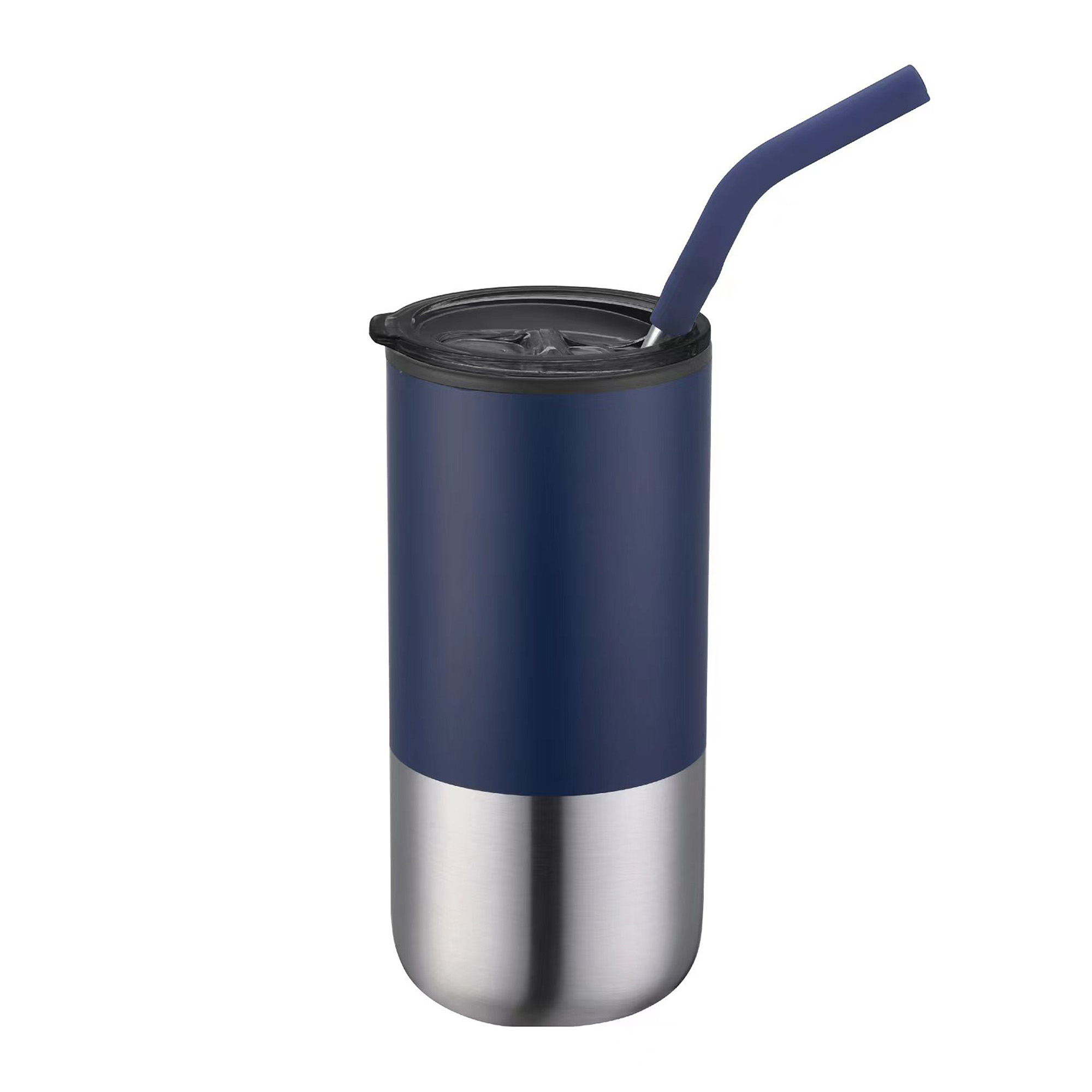 16 Oz. Double Wall Tumbler w/Silicone Sip Steel Straw 1