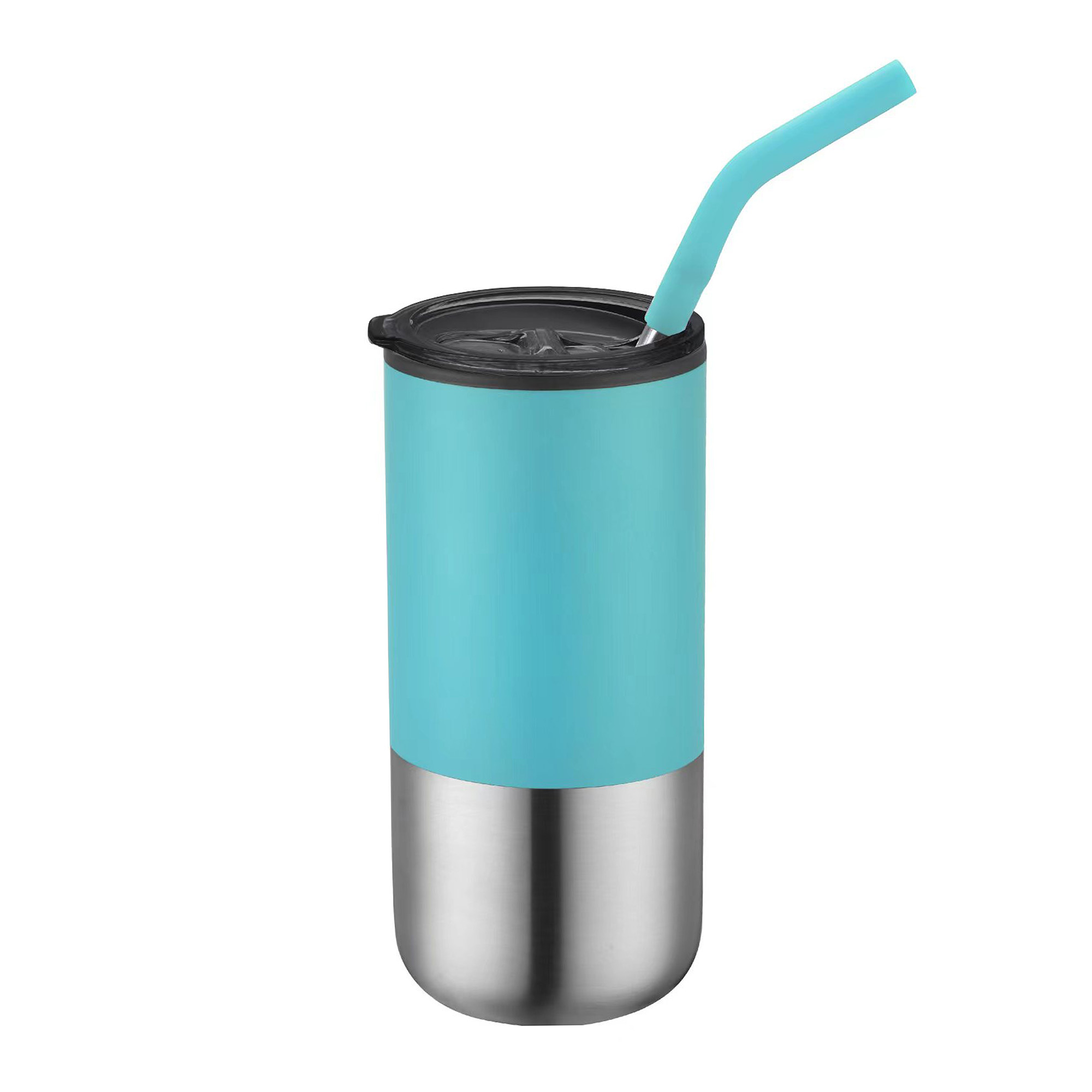 16 Oz. Double Wall Tumbler w/Silicone Sip Steel Straw 1