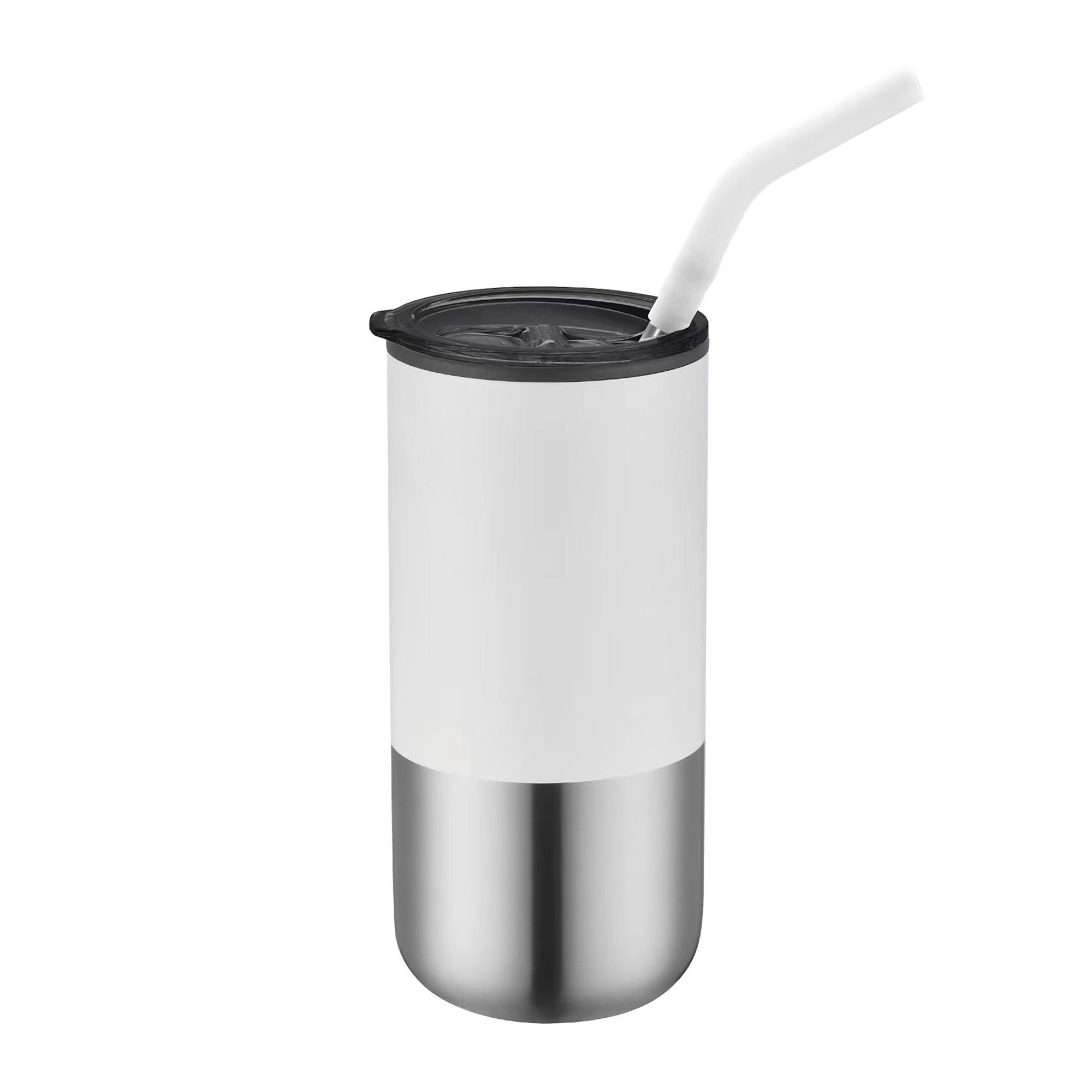 16 Oz. Double Wall Tumbler w/Silicone Sip Steel Straw 1