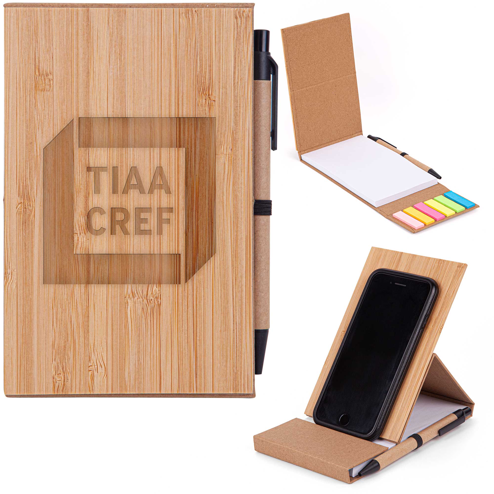 Bamboo Phone Holder Notepad & Pen Set With Sticky Notes 4 x 6 1 Bamboo Phone Holder Notepad & Pen Set With Sticky Notes 4 x 6 1
