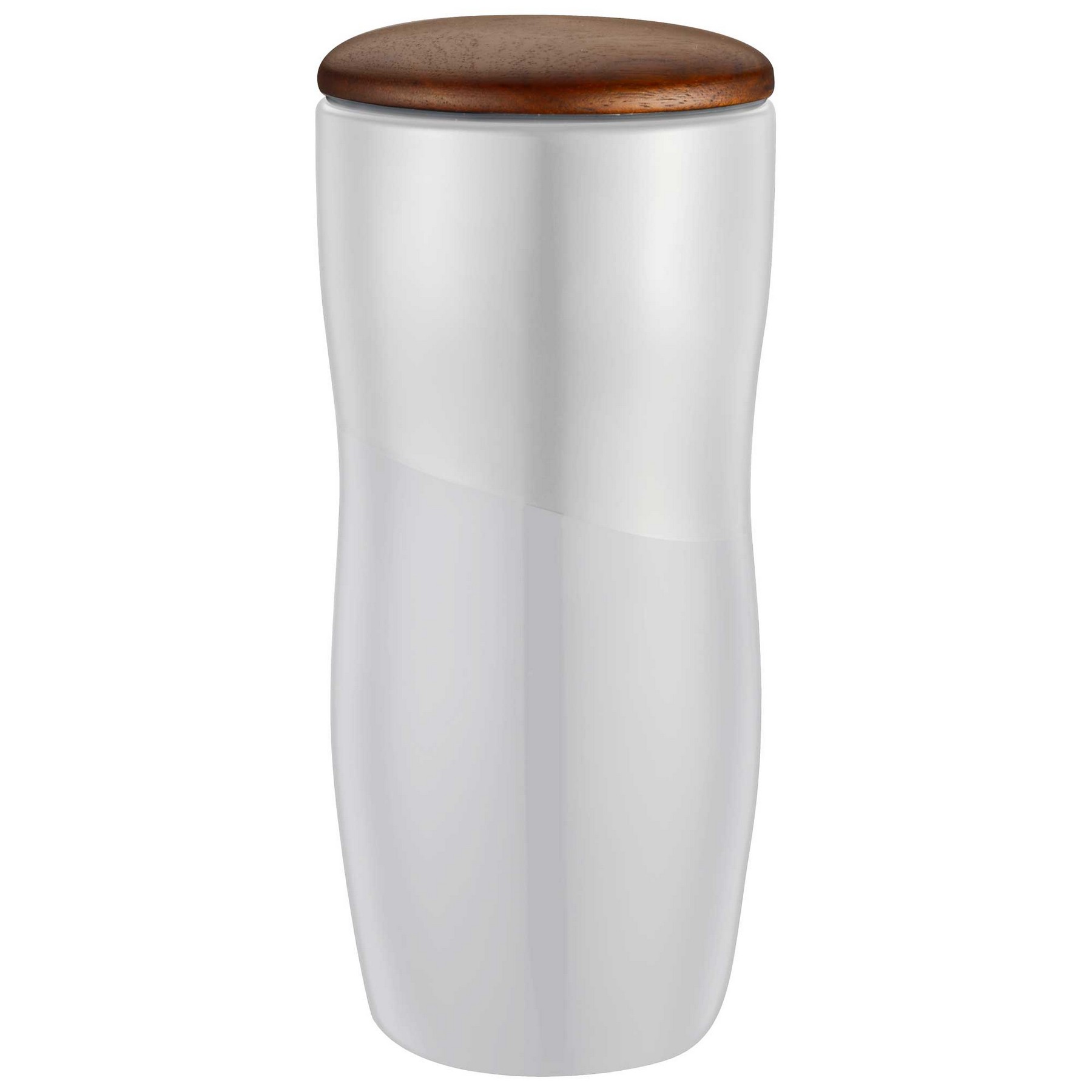 12oz. Two-Tone Double-Wall Ceramic Tumbler with Wood Lid 1