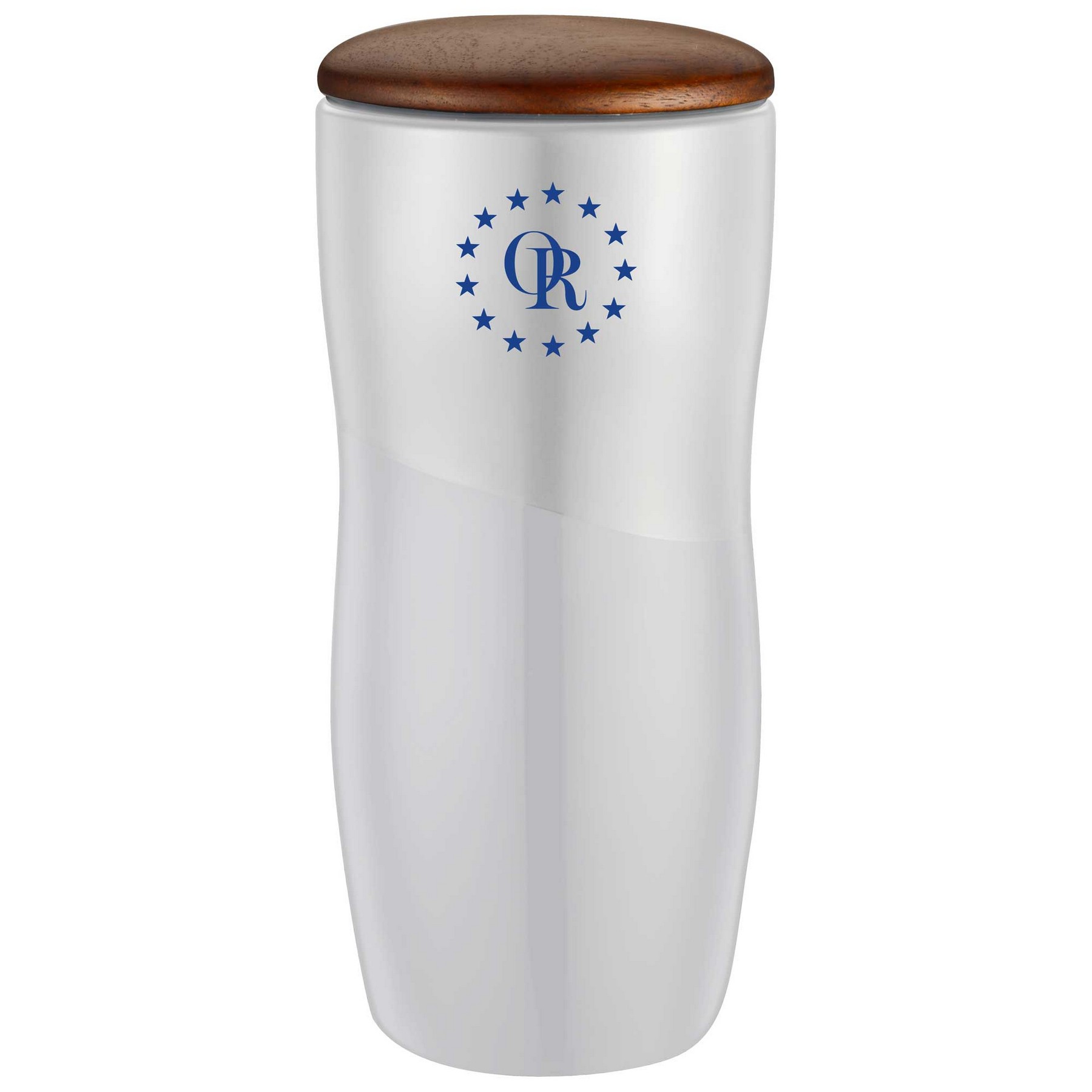 12oz. Two-Tone Double-Wall Ceramic Tumbler with Wood Lid 1