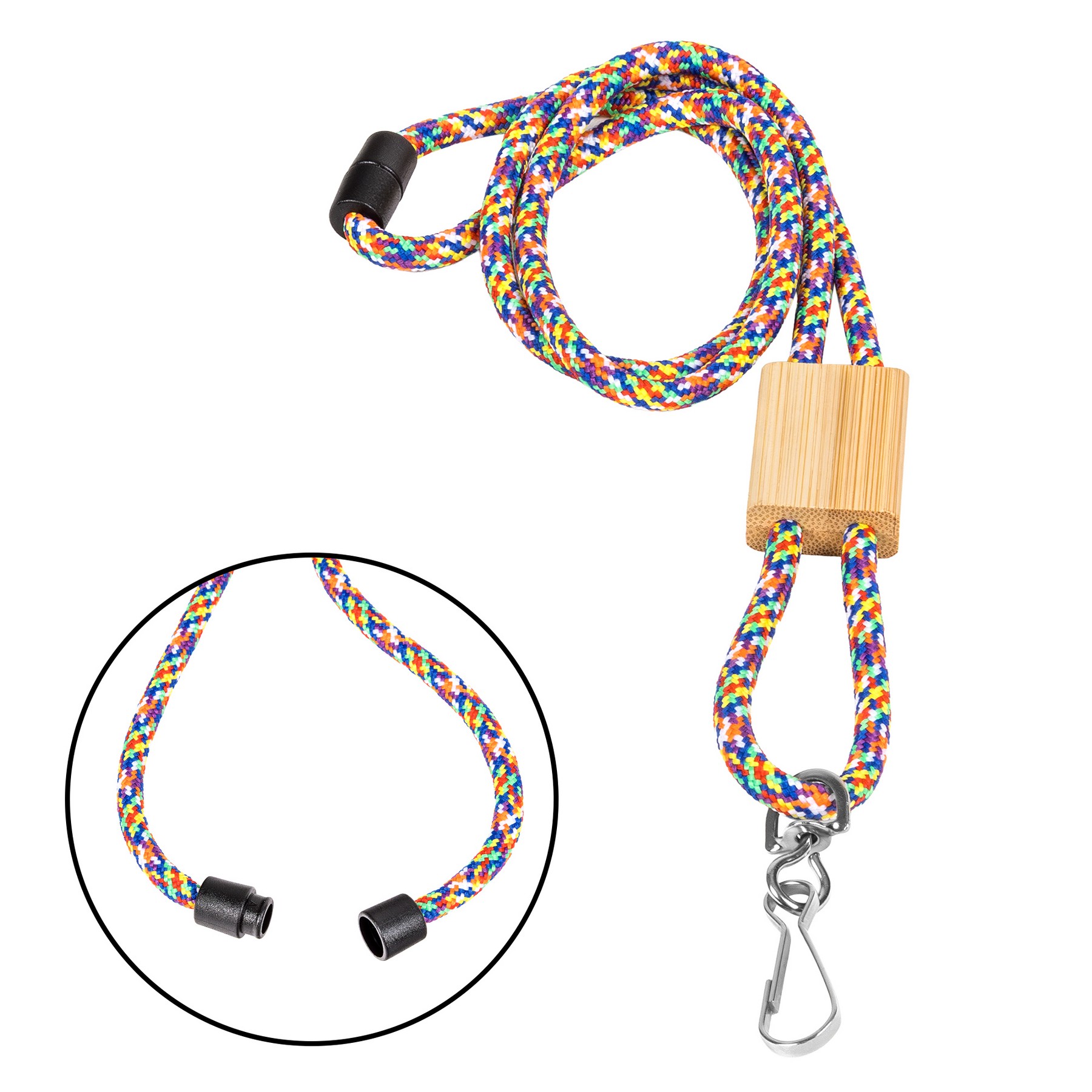 Braided Rope Lanyard with Bamboo Adjuster 1