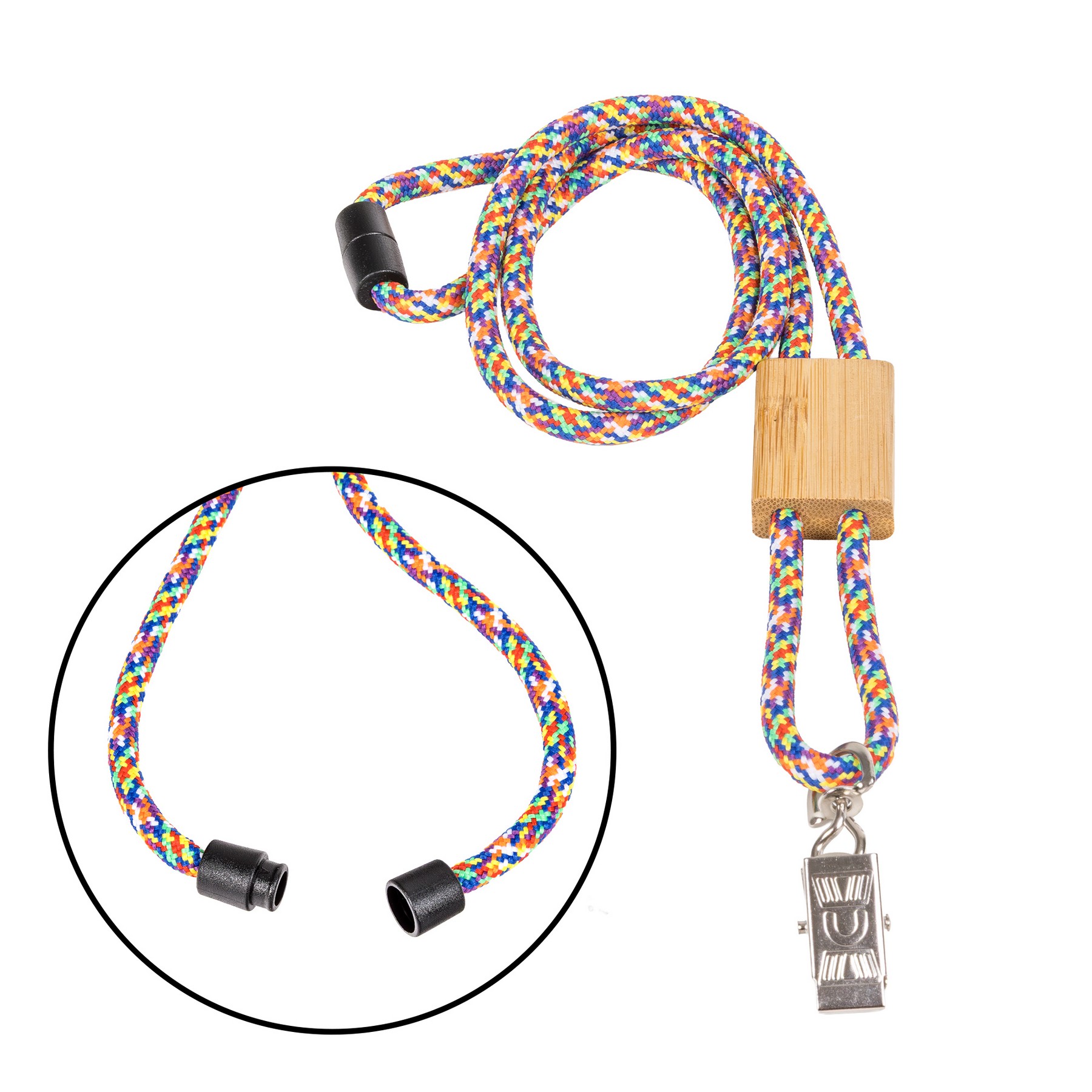 Braided Rope Lanyard with Bamboo Adjuster 1