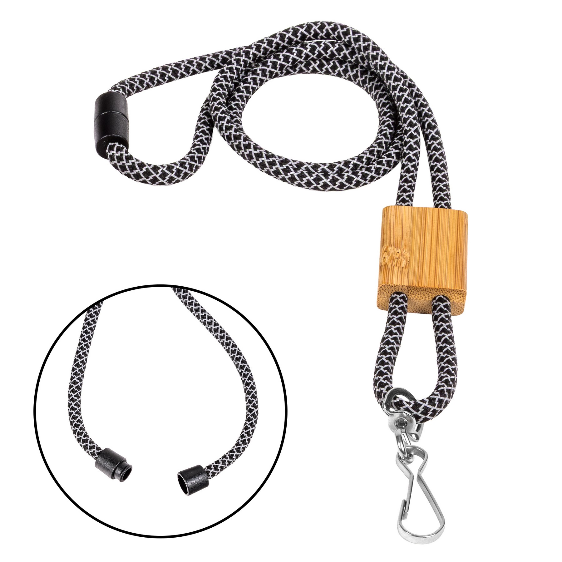 Braided Rope Lanyard with Bamboo Adjuster 1