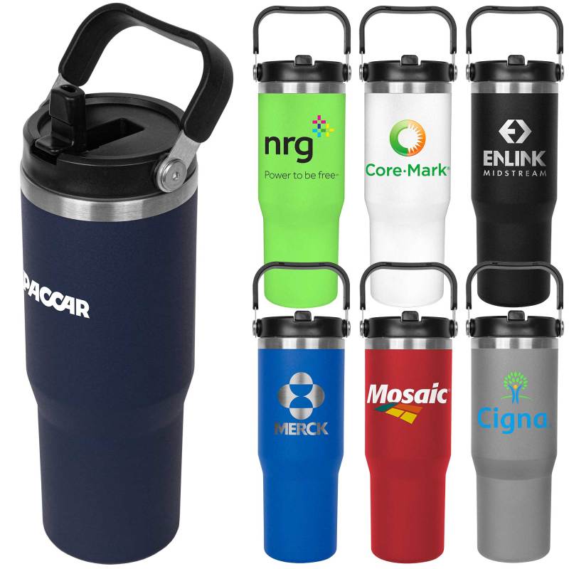 30 Oz. Stainless Steel Insulated Mug w/Handle & Built-In Straw 1 30 Oz. Stainless Steel Insulated Mug w/Handle & Built-In Straw 1