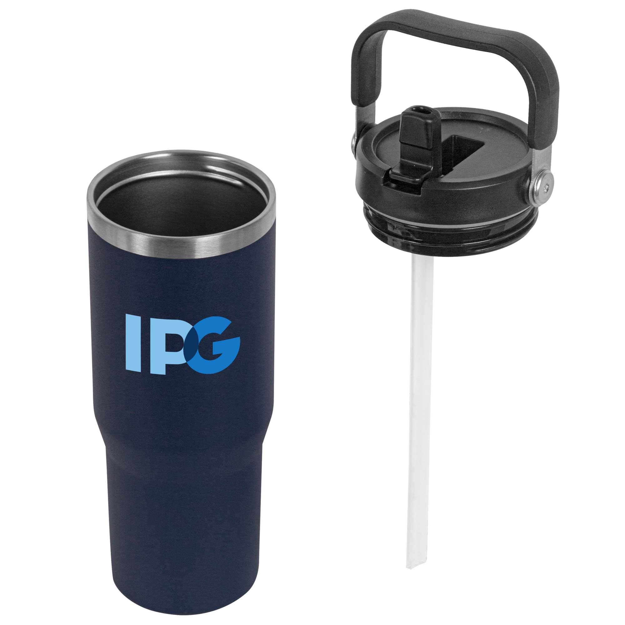 30 Oz. Stainless Steel Insulated Mug w/Handle & Built-In Straw 1