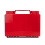 86 Piece OSHA Compliant First Aid Kit in Clear Hard Case - Red Bottom 86 Piece OSHA Compliant First Aid Kit in Clear Hard Case - Red Bottom