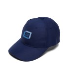Poly Strapback Baseball Cap (QuickShip - 3-4 Weeks) - Navy Logo Side Poly Strapback Baseball Cap (QuickShip - 3-4 Weeks) - Navy Logo Side