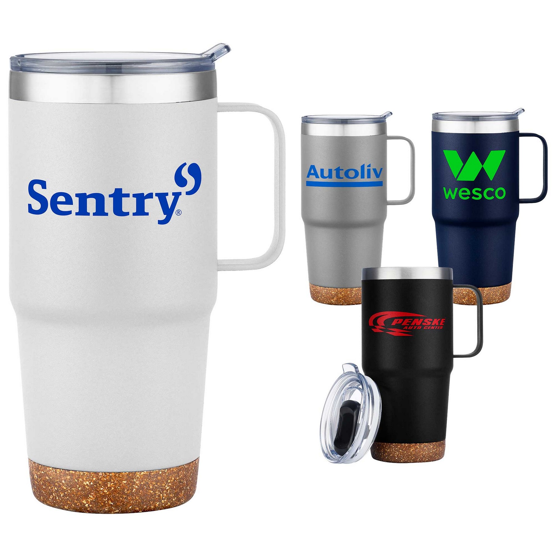 24oz. SS Travel Mug with Cork Base and Handle 1