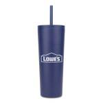 27 Oz. Natick Double Wall SS Mug w/Straw - Navy Blue 27 Oz. Natick Double Wall SS Mug w/Straw - Navy Blue