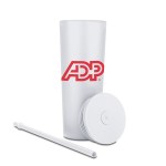 27 Oz. Natick Double Wall SS Mug w/Straw - White 27 Oz. Natick Double Wall SS Mug w/Straw - White