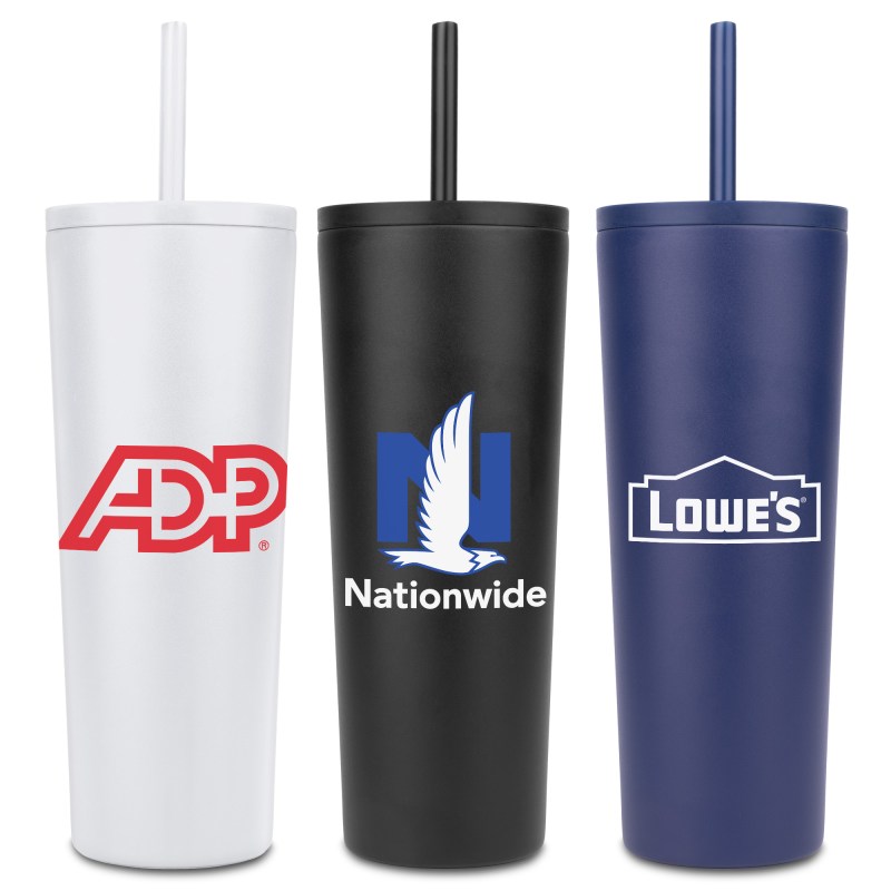 27 Oz. Natick Double Wall SS Mug w/Straw 1 27 Oz. Natick Double Wall SS Mug w/Straw 1