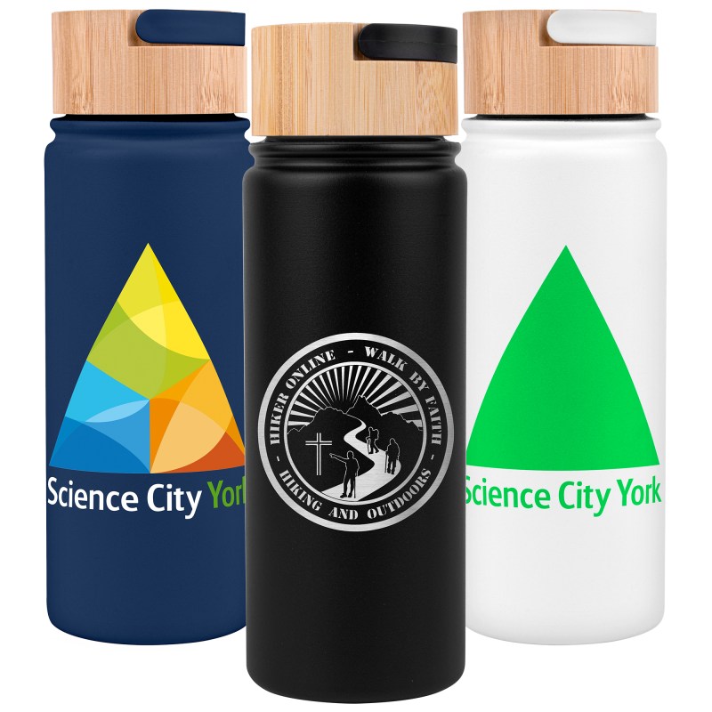 20 Oz. Vacuum-Sealed Stainless Water Bottle w/Bamboo Lid 1 20 Oz. Vacuum-Sealed Stainless Water Bottle w/Bamboo Lid 1