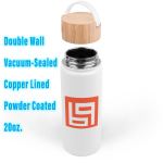 20 oz. Vacuum-Sealed Stainless Water Bottle with Bamboo Lid (Factory Direct - 10-12 Weeks Ocean) - White 20 oz. Vacuum-Sealed Stainless Water Bottle with Bamboo Lid (Factory Direct - 10-12 Weeks Ocean) - White