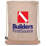 Taylor rPET Drawstring Backpack - Khaki Beige Logo Back Taylor rPET Drawstring Backpack - Khaki Beige Logo Back