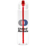 32 Oz. Recyclable Sports Bottle w/Flip-Up Lid - Clear/Red 32 Oz. Recyclable Sports Bottle w/Flip-Up Lid - Clear/Red
