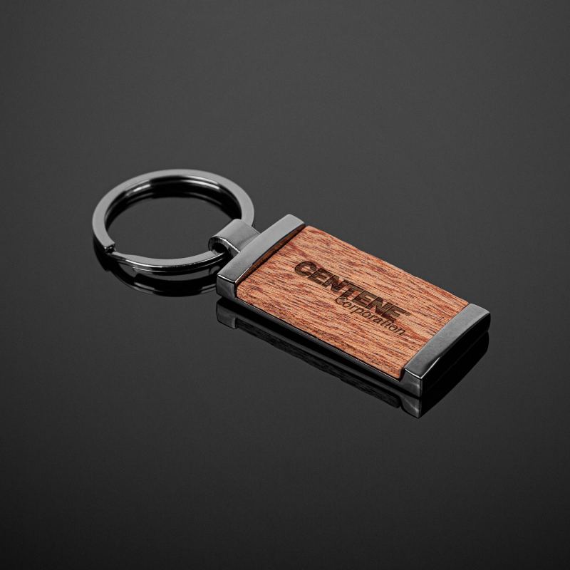 Grafton Gun Metal & Wood Rectangular Key Chain 1 Grafton Gun Metal & Wood Rectangular Key Chain 1