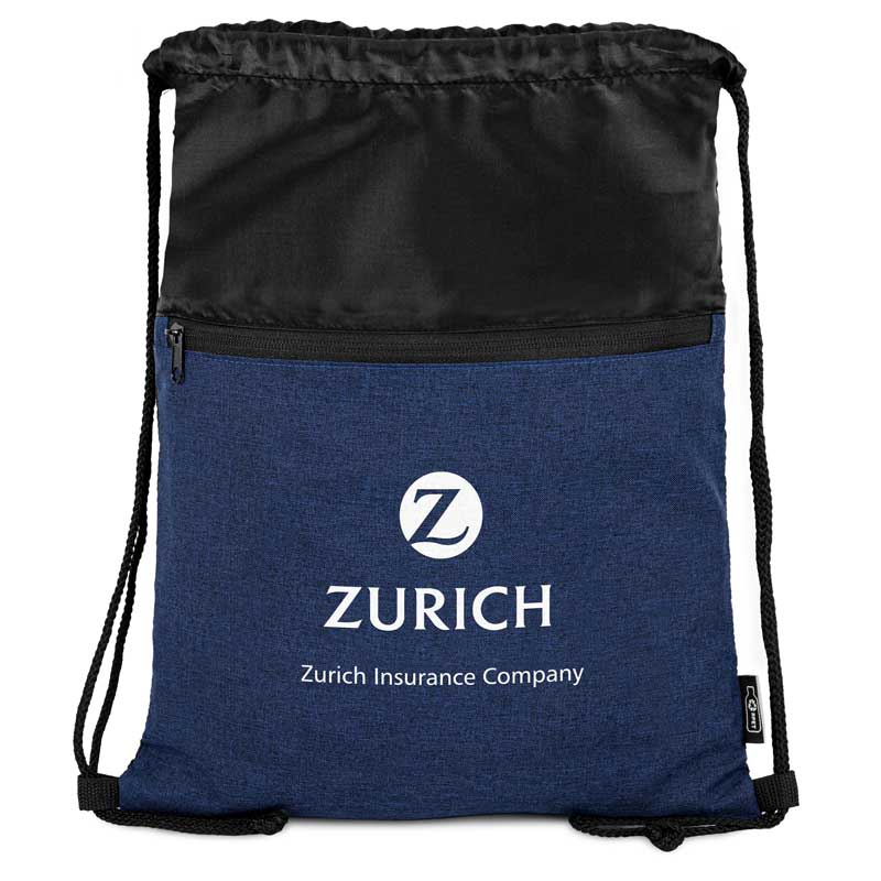 rPET Heather Draw String Bag w/Front Zipper Pocket 1