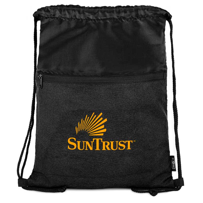 rPET Heather Draw String Bag w/Front Zipper Pocket 1