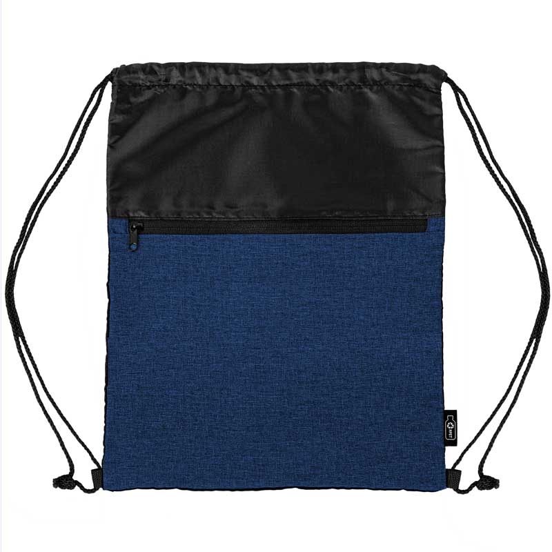 rPET Heather Draw String Bag w/Front Zipper Pocket 1
