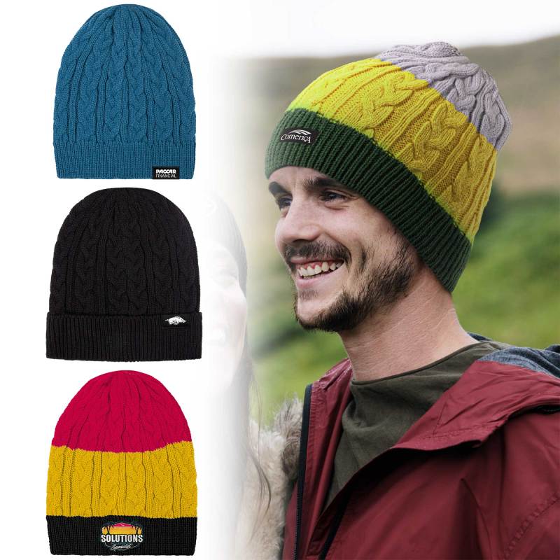 Embroidered Adult Cable-Knit Beanie (5-6 Weeks Air) 1 Embroidered Adult Cable-Knit Beanie (5-6 Weeks Air) 1