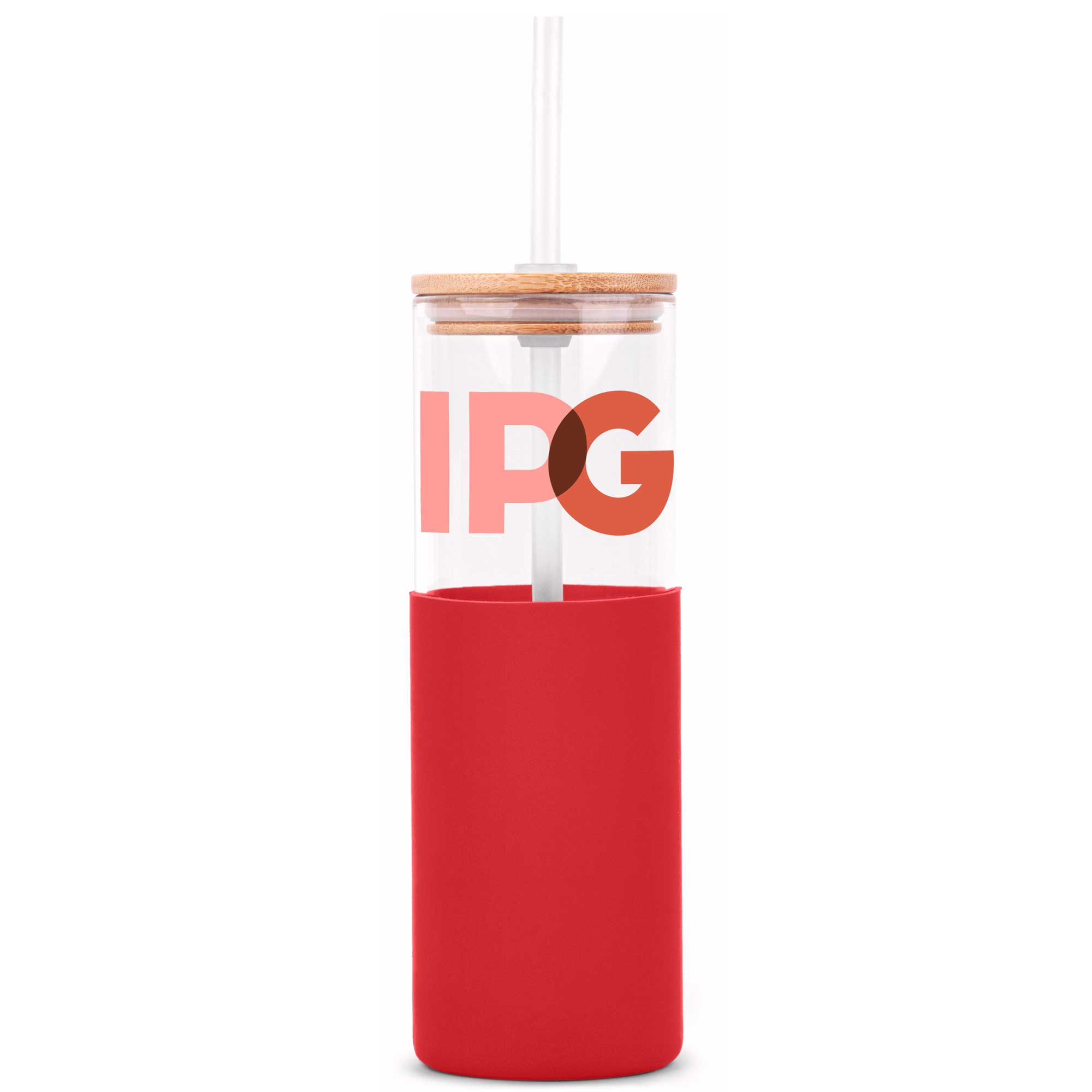 18 Oz. Glass Tumbler w/Bamboo Lid, Straw & Silicone Sleeve 1