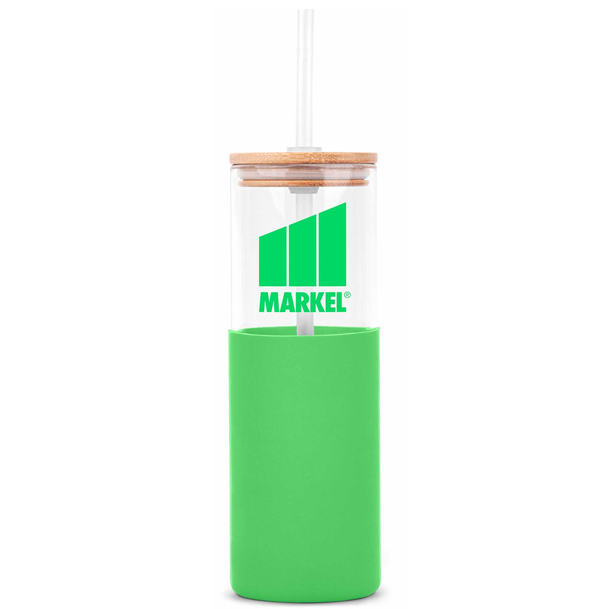 18 Oz. Glass Tumbler w/Bamboo Lid, Straw & Silicone Sleeve 1