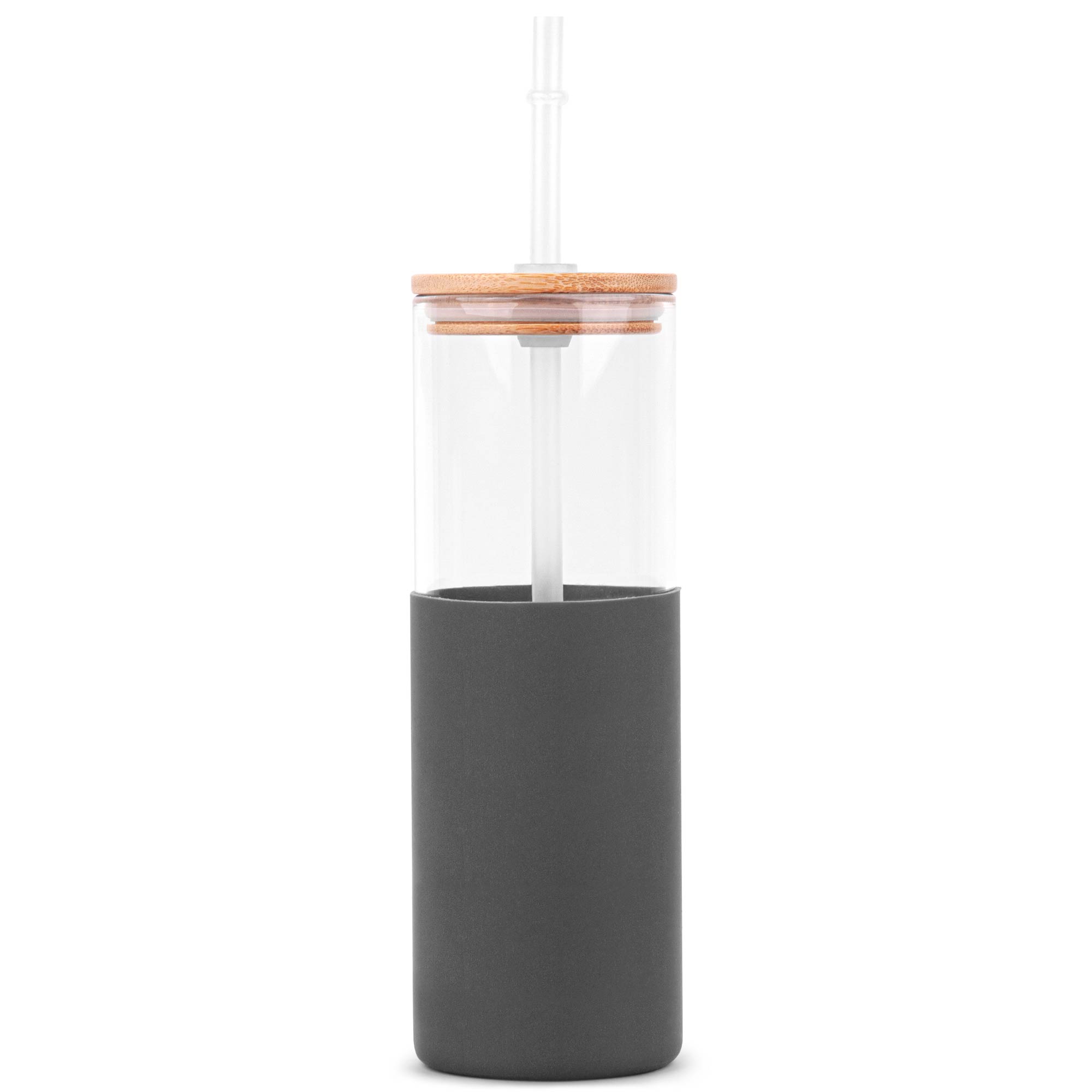 18 Oz. Glass Tumbler w/Bamboo Lid, Straw & Silicone Sleeve 1