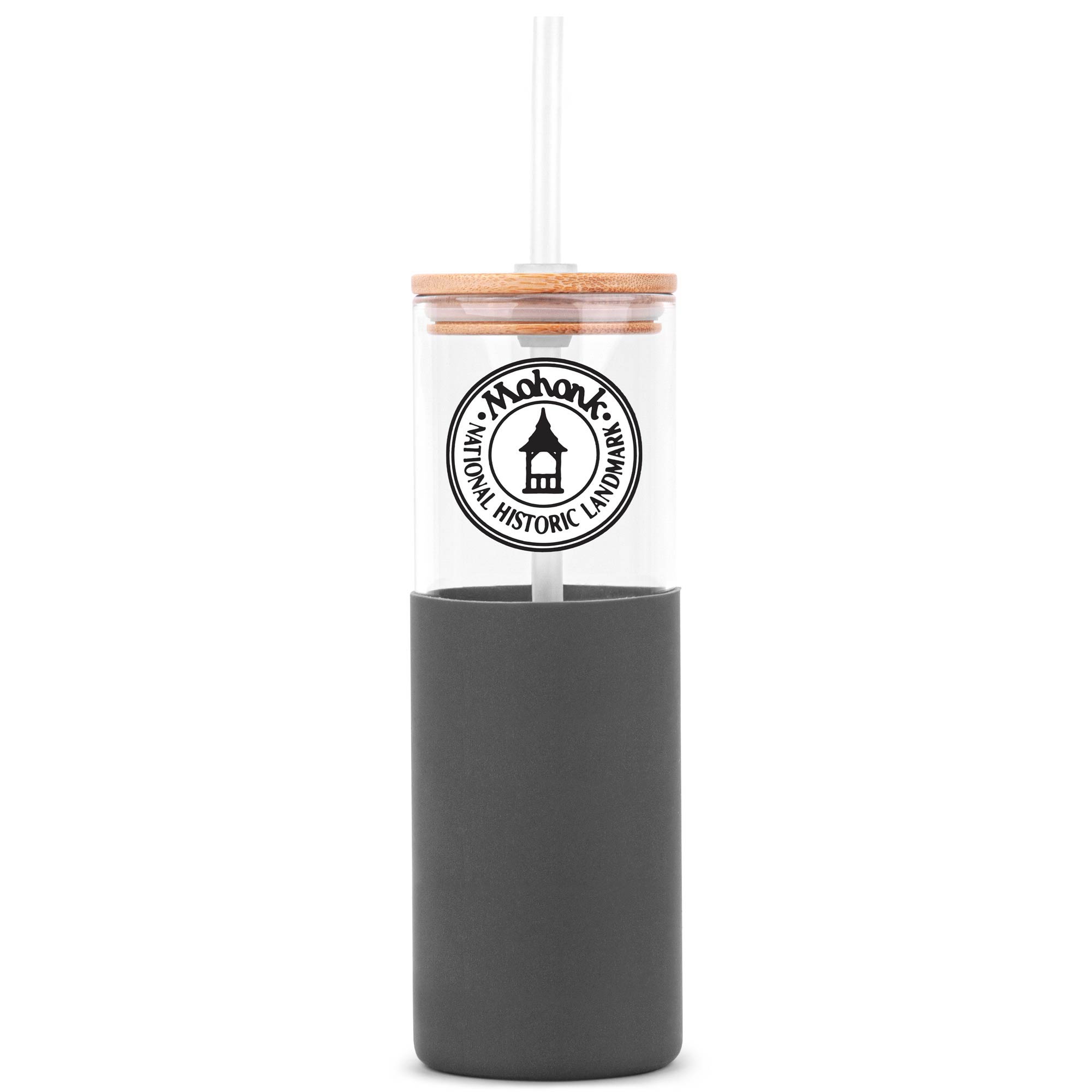 18 Oz. Glass Tumbler w/Bamboo Lid, Straw & Silicone Sleeve 1
