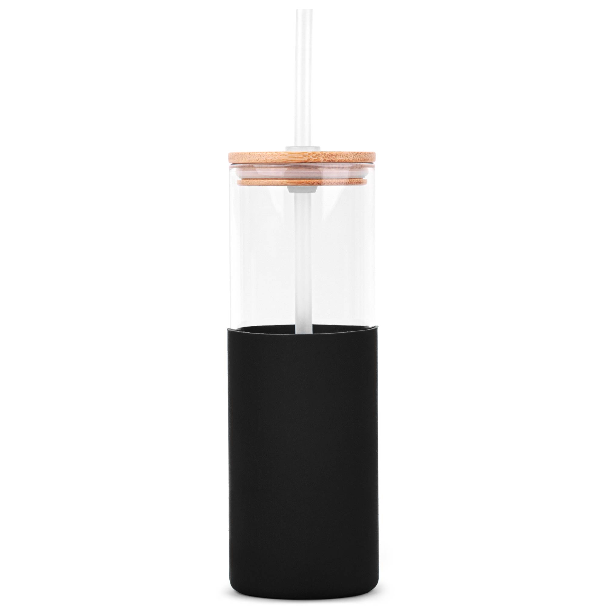 18 Oz. Glass Tumbler w/Bamboo Lid, Straw & Silicone Sleeve 1