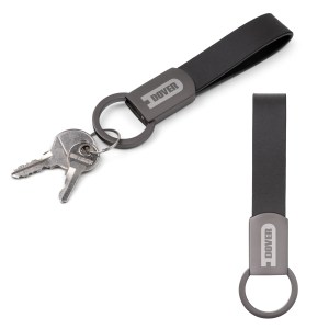 Axis Gunmetal Leather Keyring 1 Axis Gunmetal Leather Keyring 1