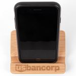 The Bamboo Dual Tablet and Mobile Device Holder - Tan Lifestyle The Bamboo Dual Tablet and Mobile Device Holder - Tan Lifestyle