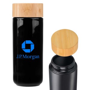 10oz. Double-Wall Ceramic Bottle with Bamboo Screw-Top Lid 1 10oz. Double-Wall Ceramic Bottle with Bamboo Screw-Top Lid 1