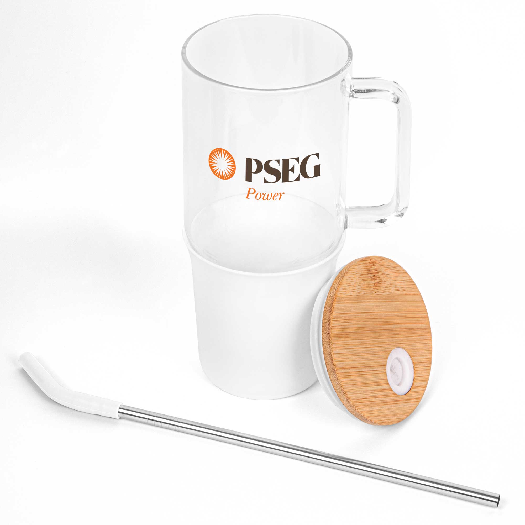 32 Oz. Glass Tumbler w/Handle and Straw 1