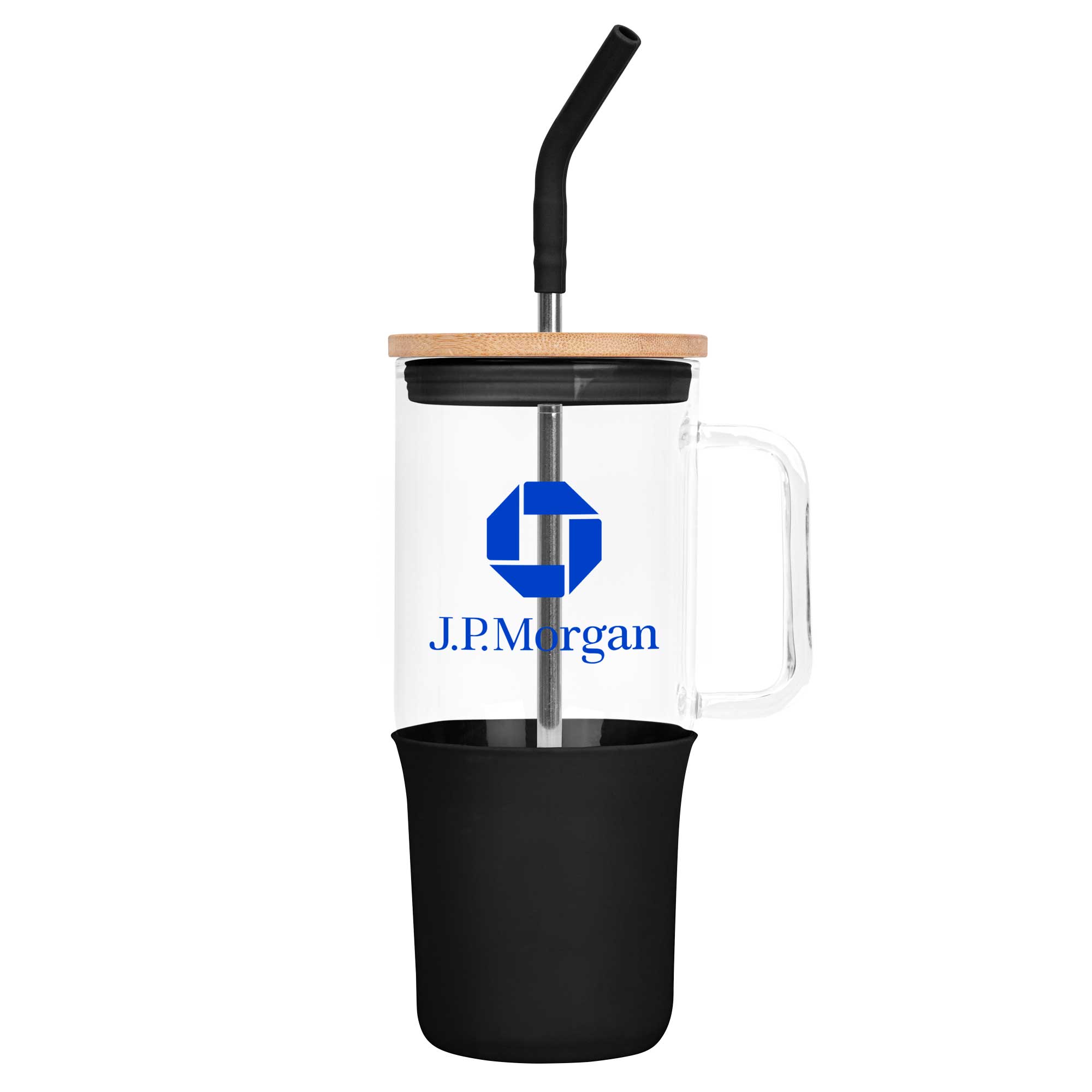 32 Oz. Glass Tumbler w/Handle and Straw 1