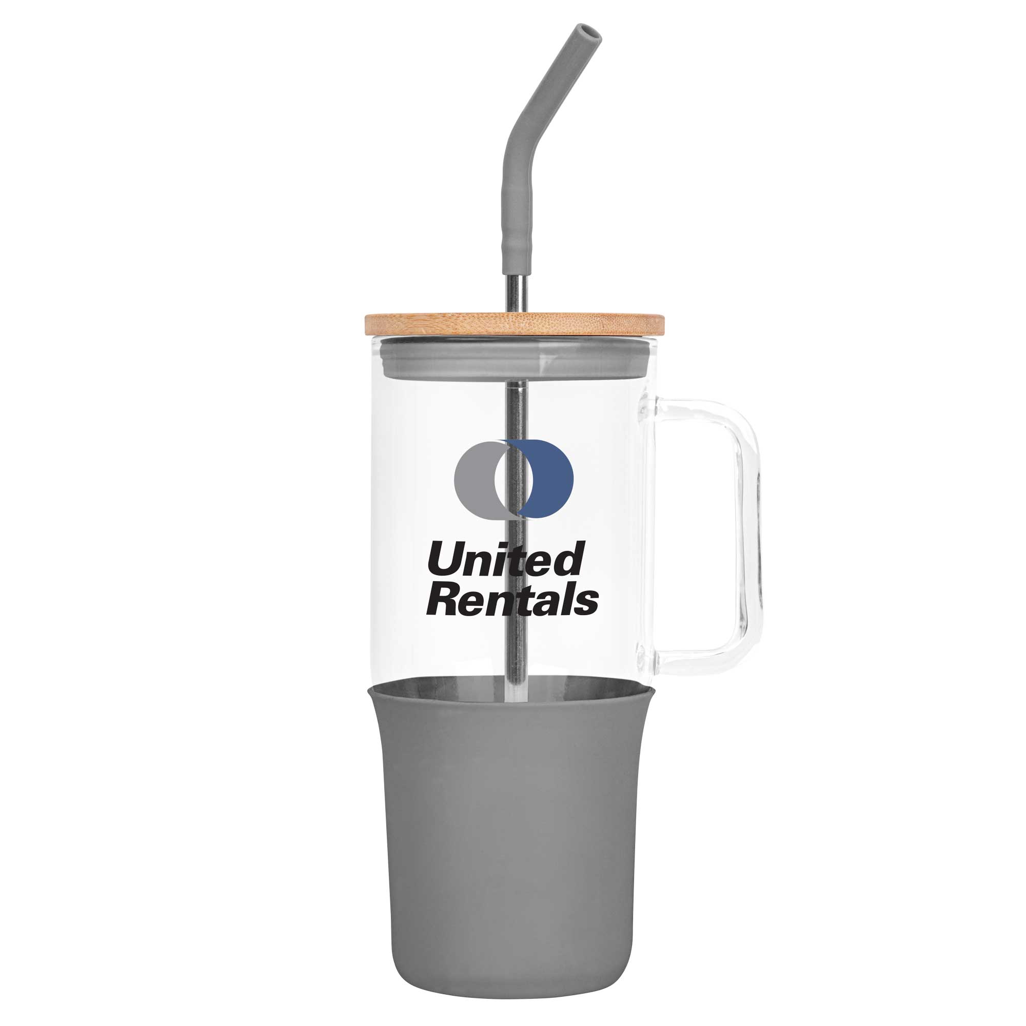 32 Oz. Glass Tumbler w/Handle and Straw 1