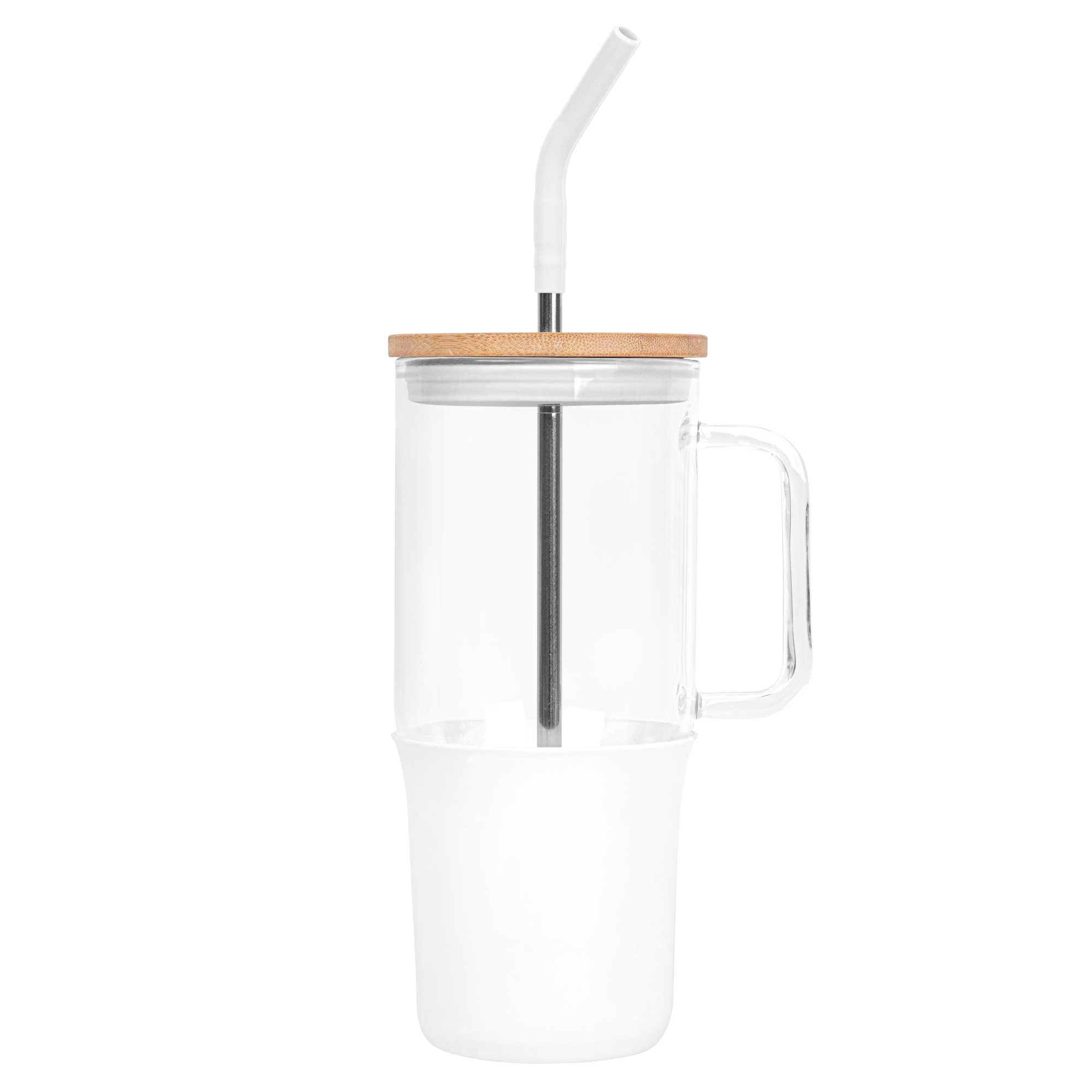 32 Oz. Glass Tumbler w/Handle and Straw 1
