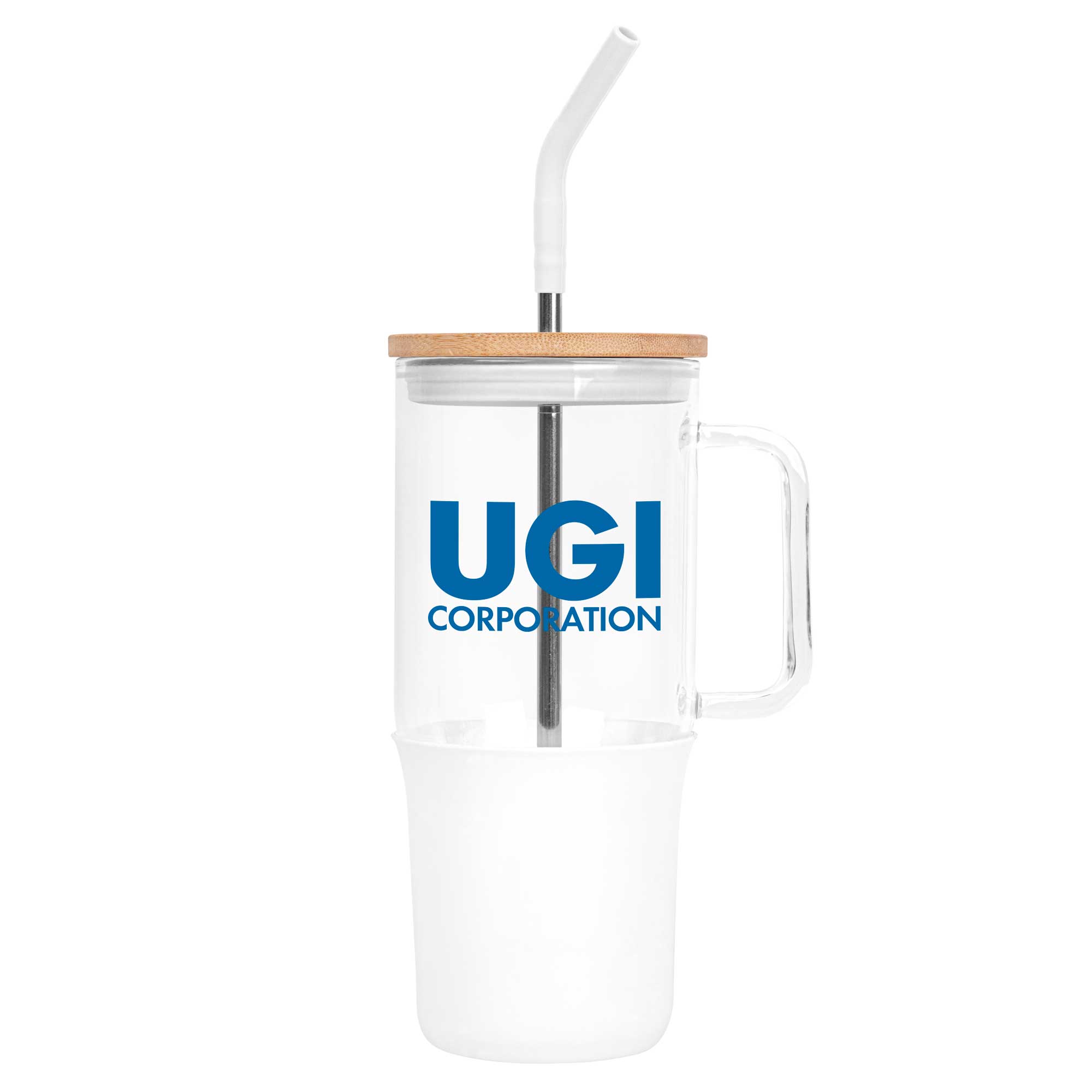 32 Oz. Glass Tumbler w/Handle and Straw 1