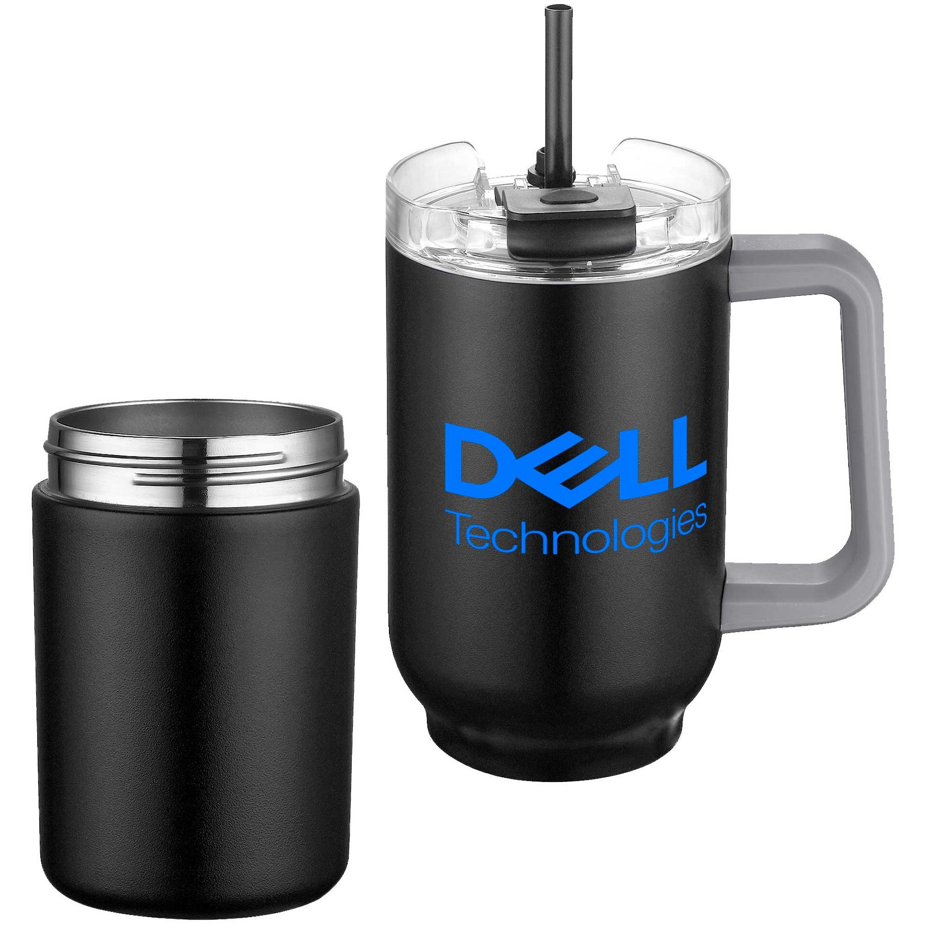 21oz. Stainless Steel Travel Mug with Handle & Straw 1
