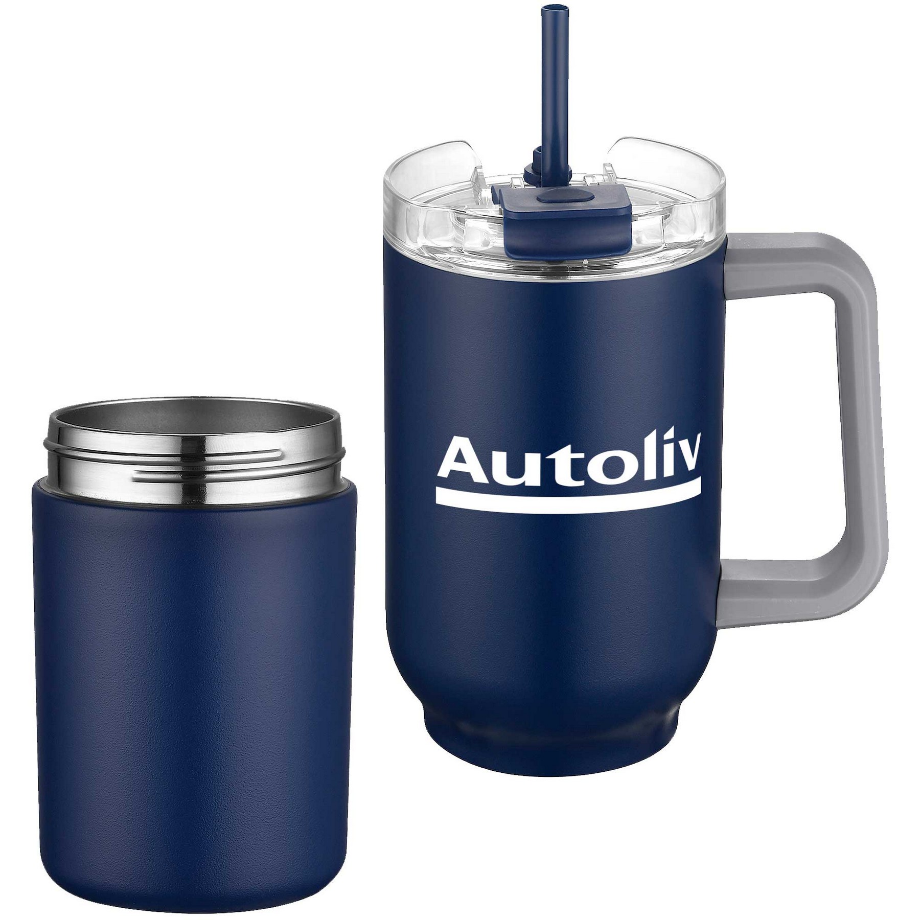 21oz. Stainless Steel Travel Mug with Handle & Straw 1