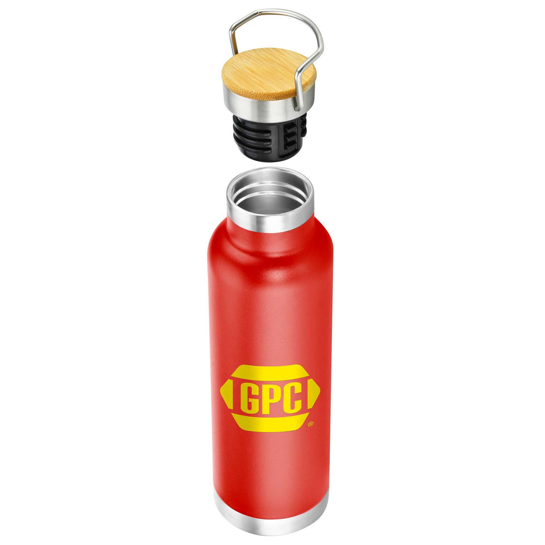 22oz. Slim Stainless Steel Vacuum Bottle with Bamboo Lid 1