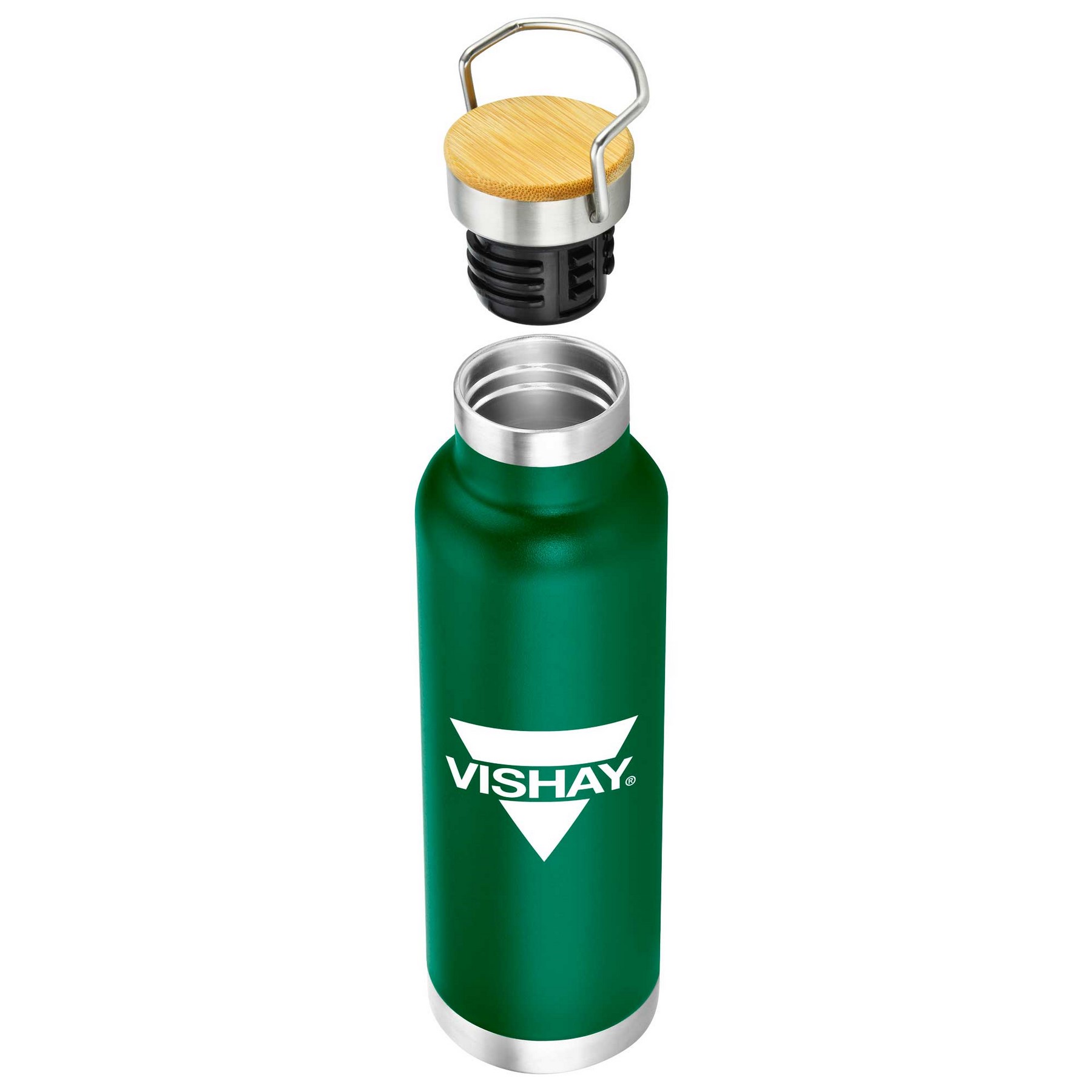22oz. Slim Stainless Steel Vacuum Bottle with Bamboo Lid 1