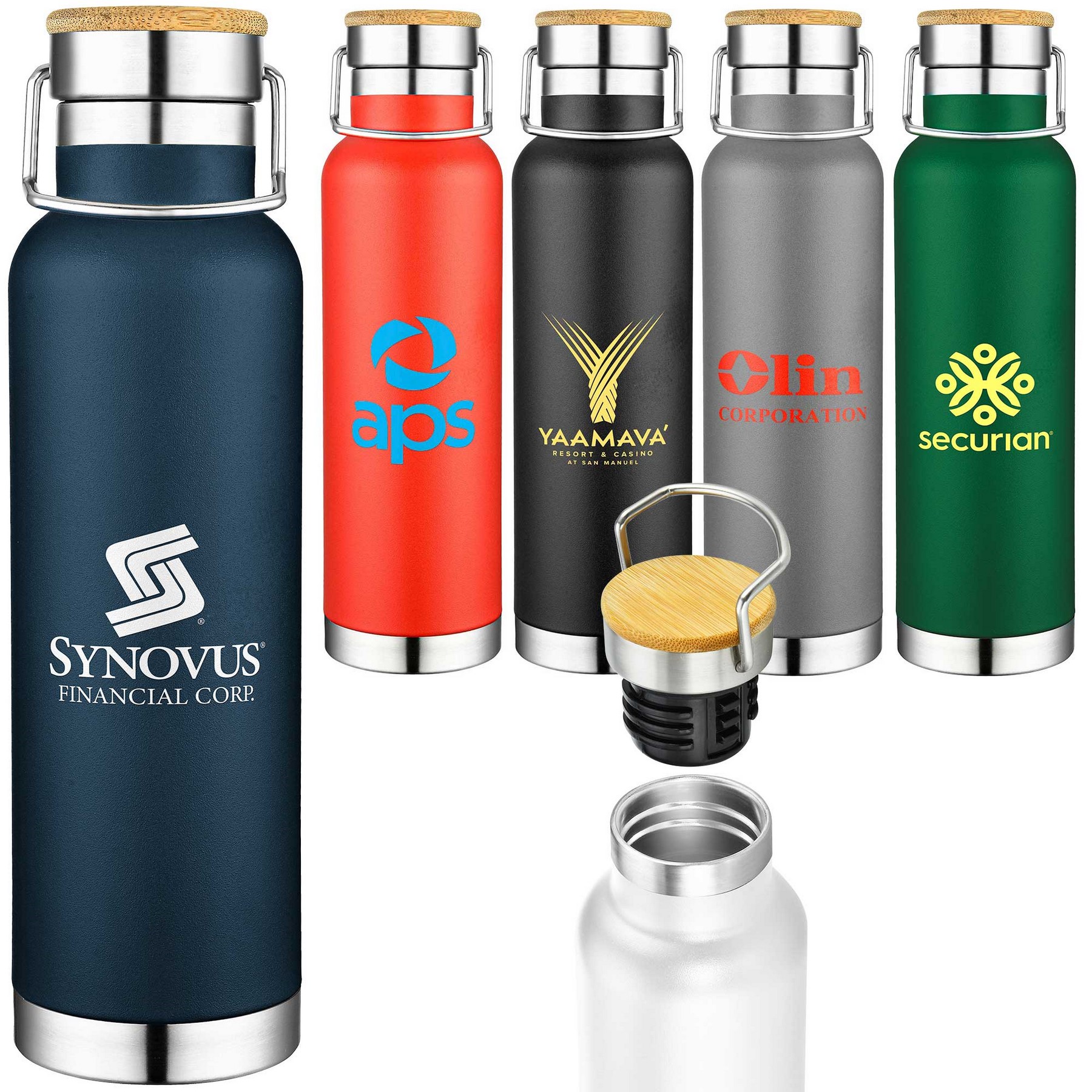 22oz. Slim Stainless Steel Vacuum Bottle with Bamboo Lid 1