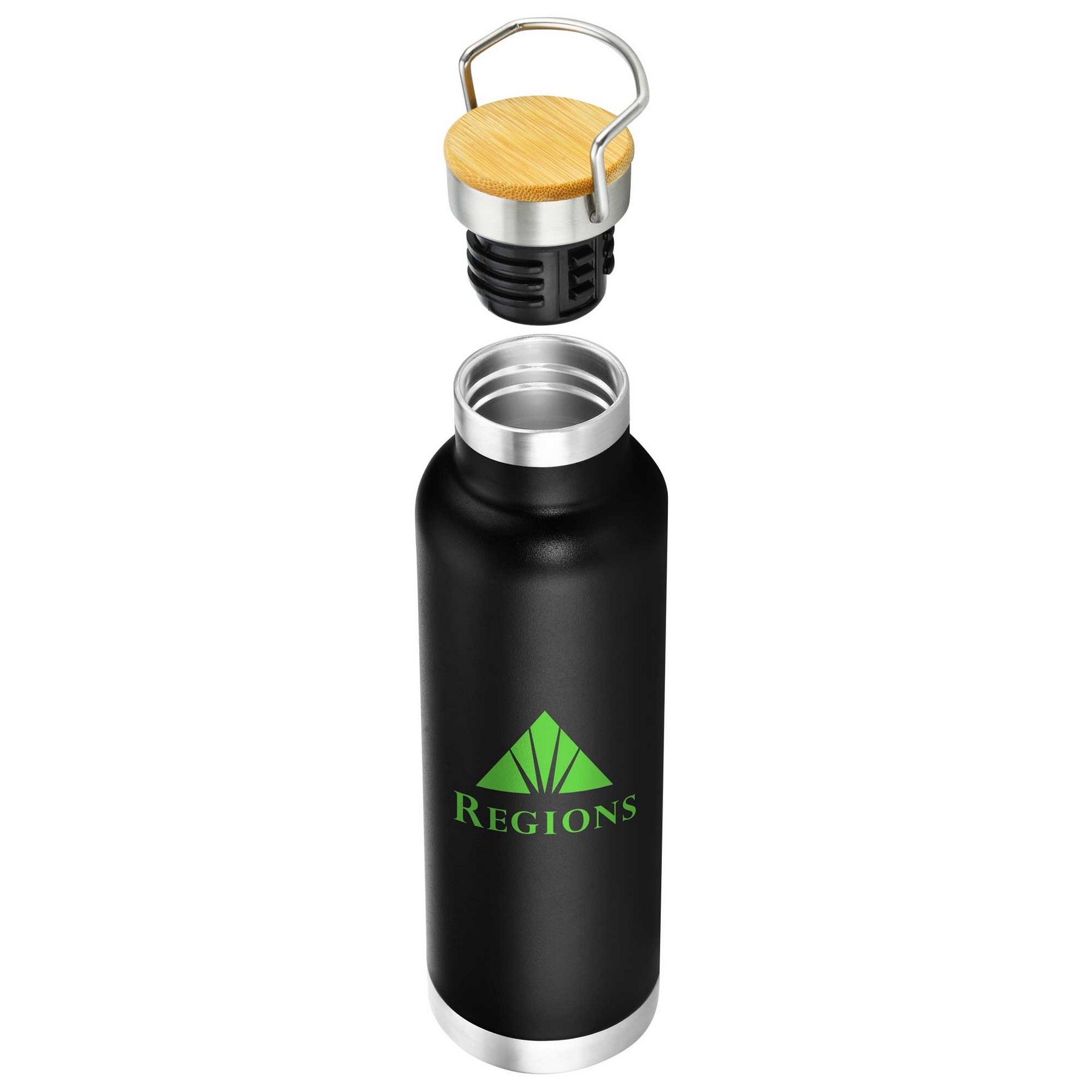 22oz. Slim Stainless Steel Vacuum Bottle with Bamboo Lid 1