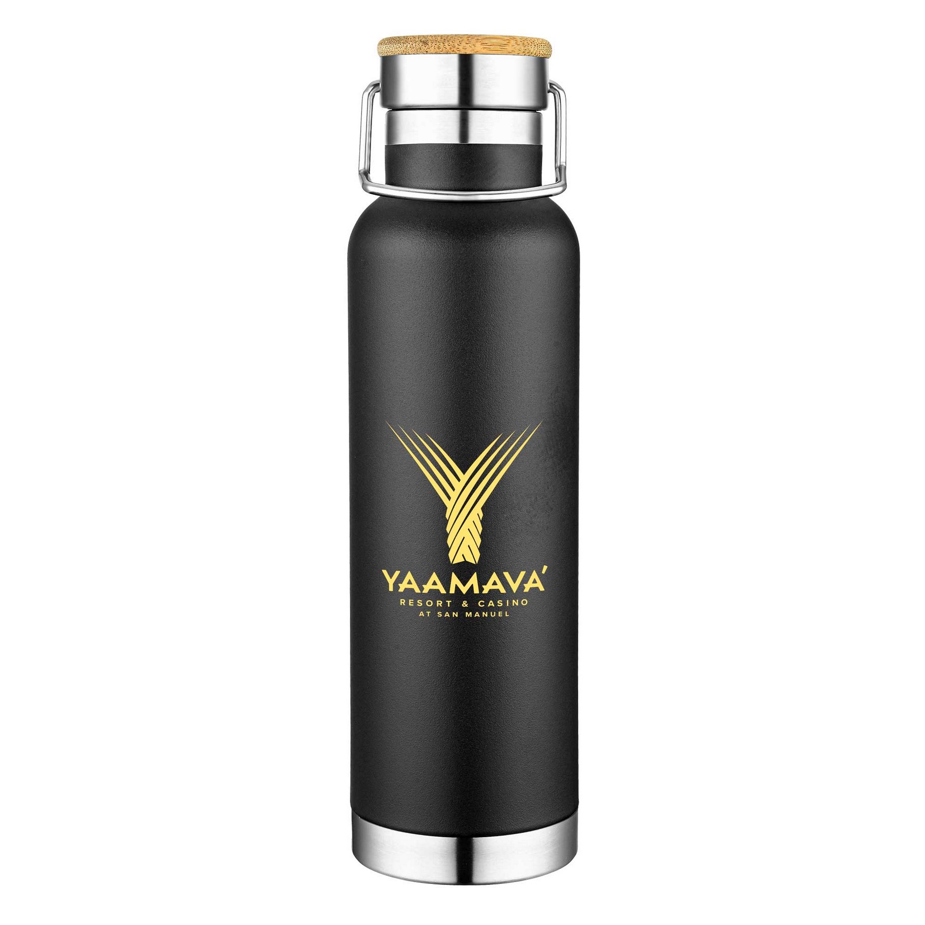 22oz. Slim Stainless Steel Vacuum Bottle with Bamboo Lid 1