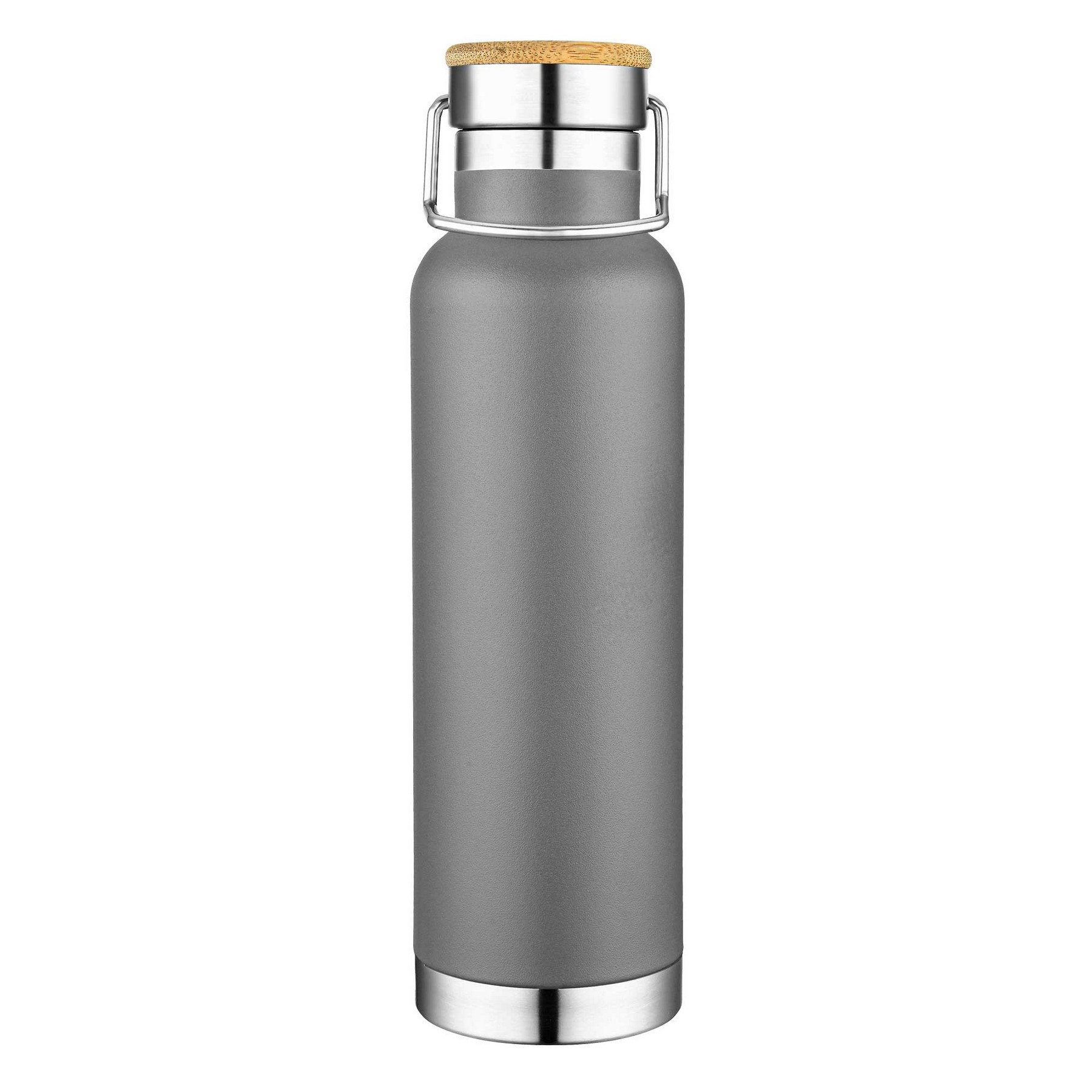 22oz. Slim Stainless Steel Vacuum Bottle with Bamboo Lid 1