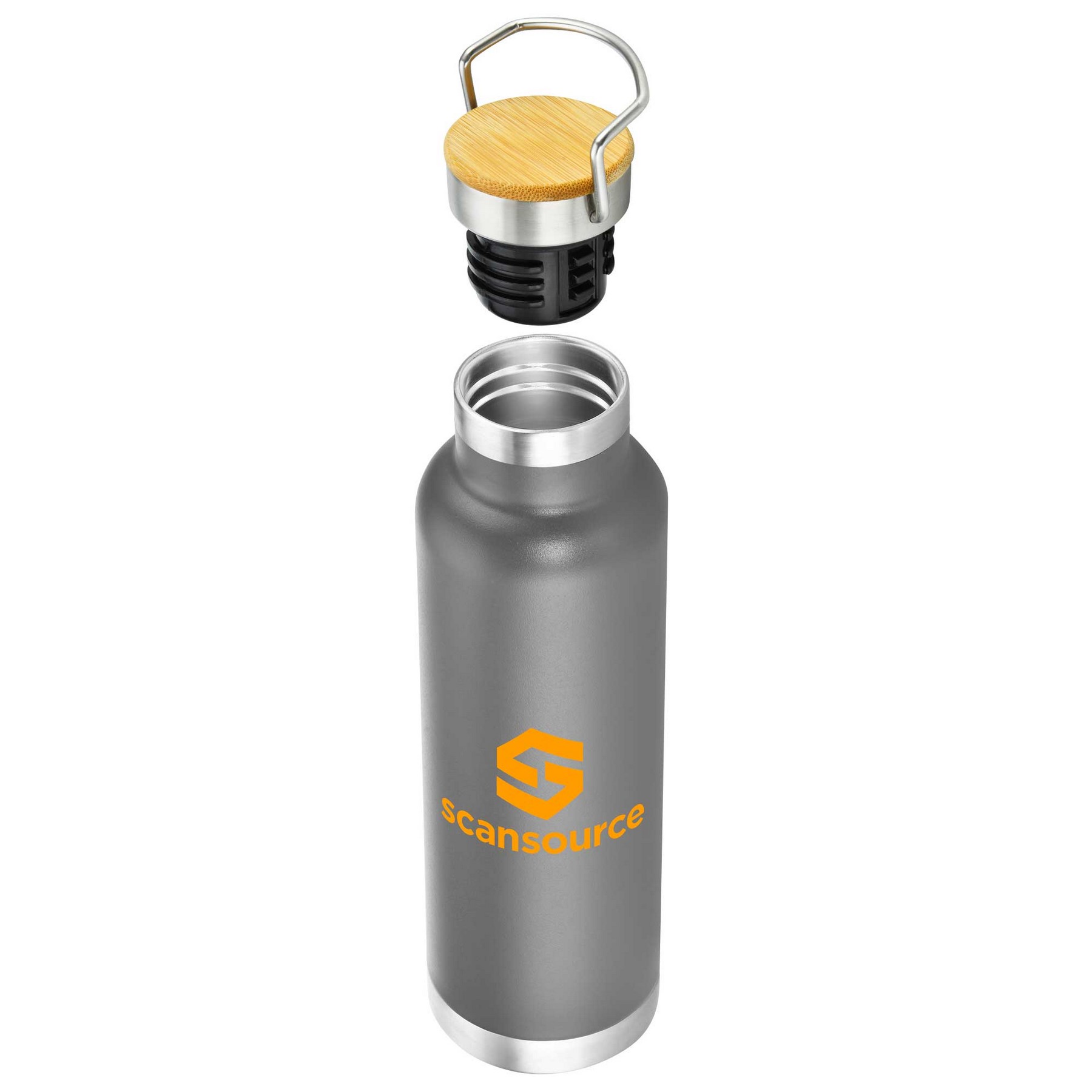22oz. Slim Stainless Steel Vacuum Bottle with Bamboo Lid 1