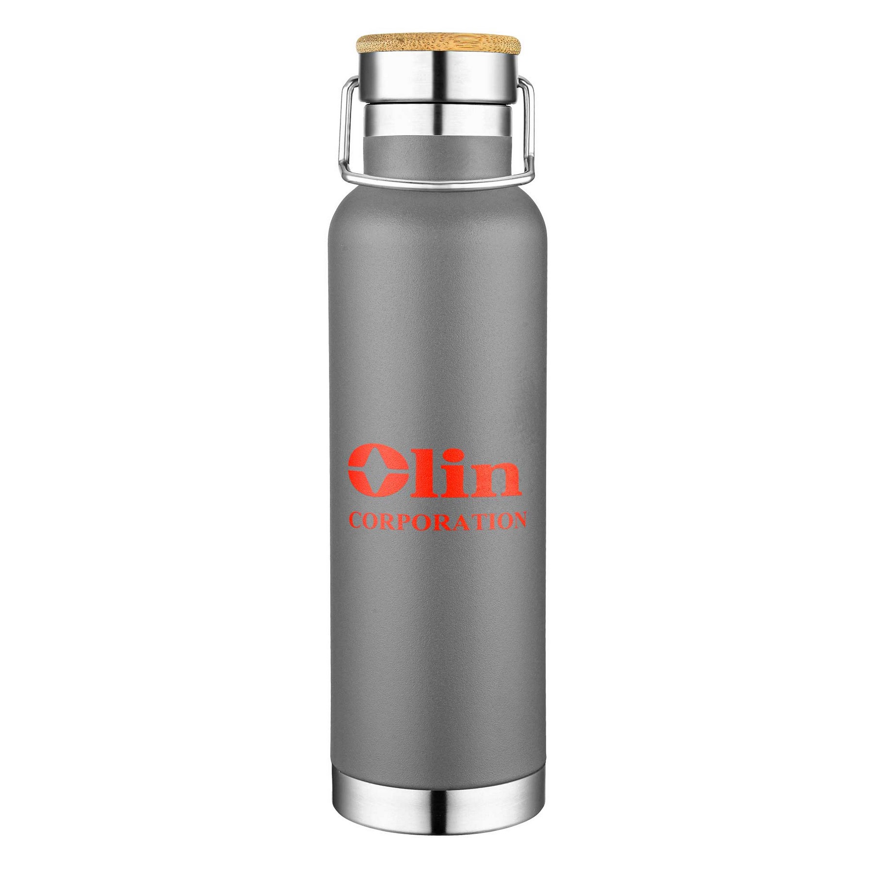 22oz. Slim Stainless Steel Vacuum Bottle with Bamboo Lid 1