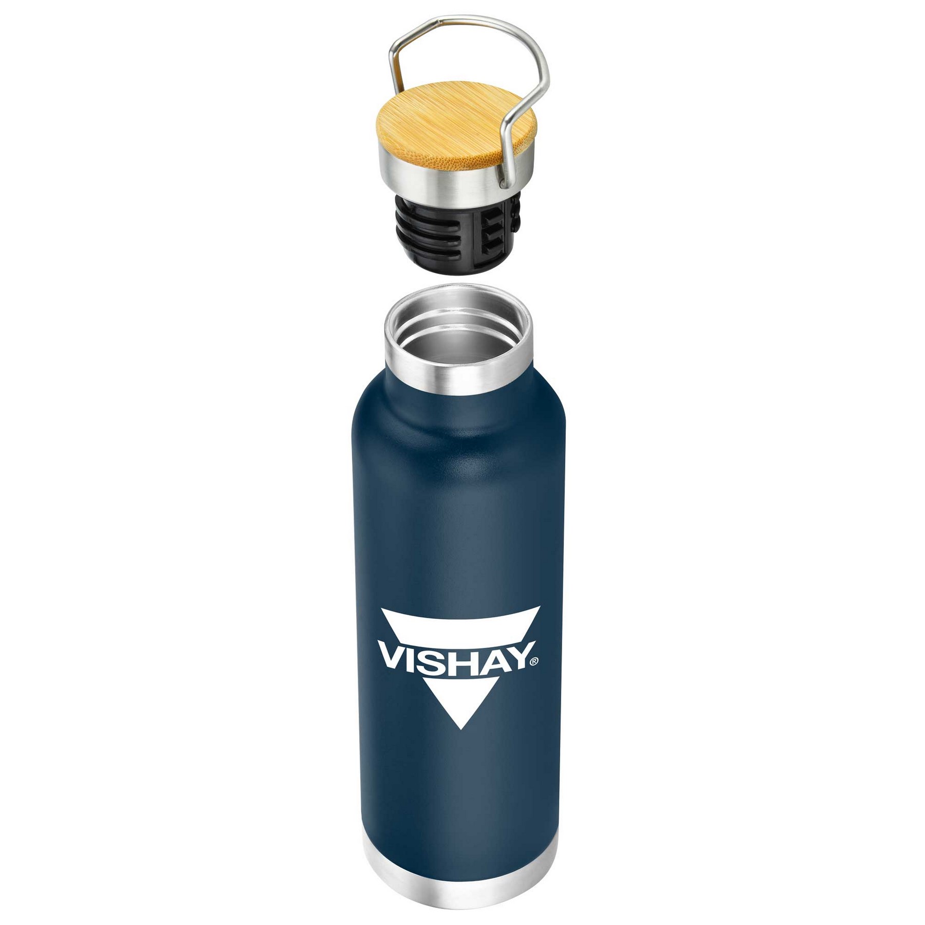22oz. Slim Stainless Steel Vacuum Bottle with Bamboo Lid 1